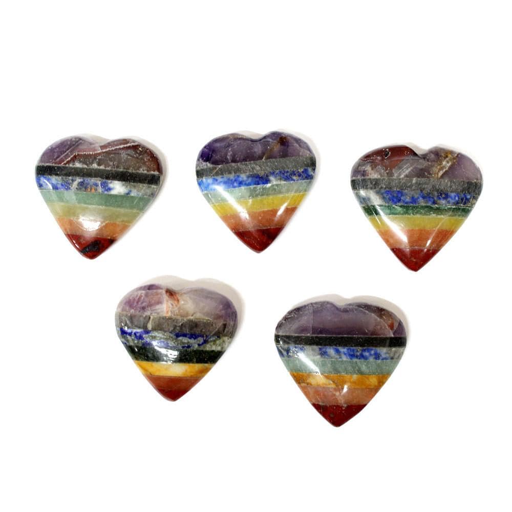 Crystal Seven Chakra Bonded Stone Heart for Metaphysical Use