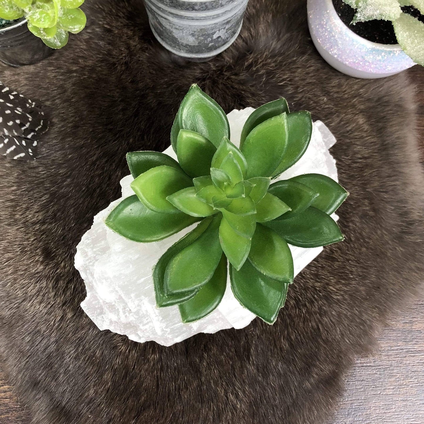 Selenite Log Candle Holder