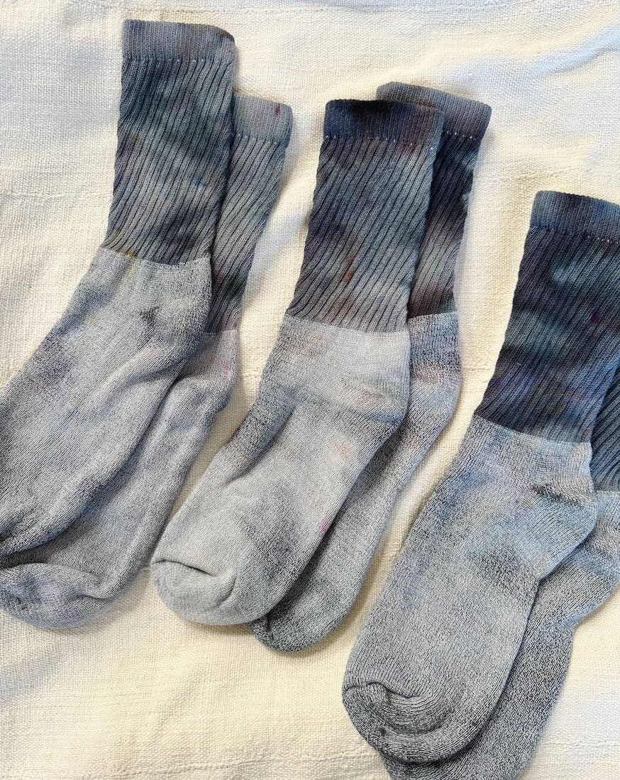 Hand Dyed Organic Cotton Crew Socks in 12 colors: Slate / Small (8-10),