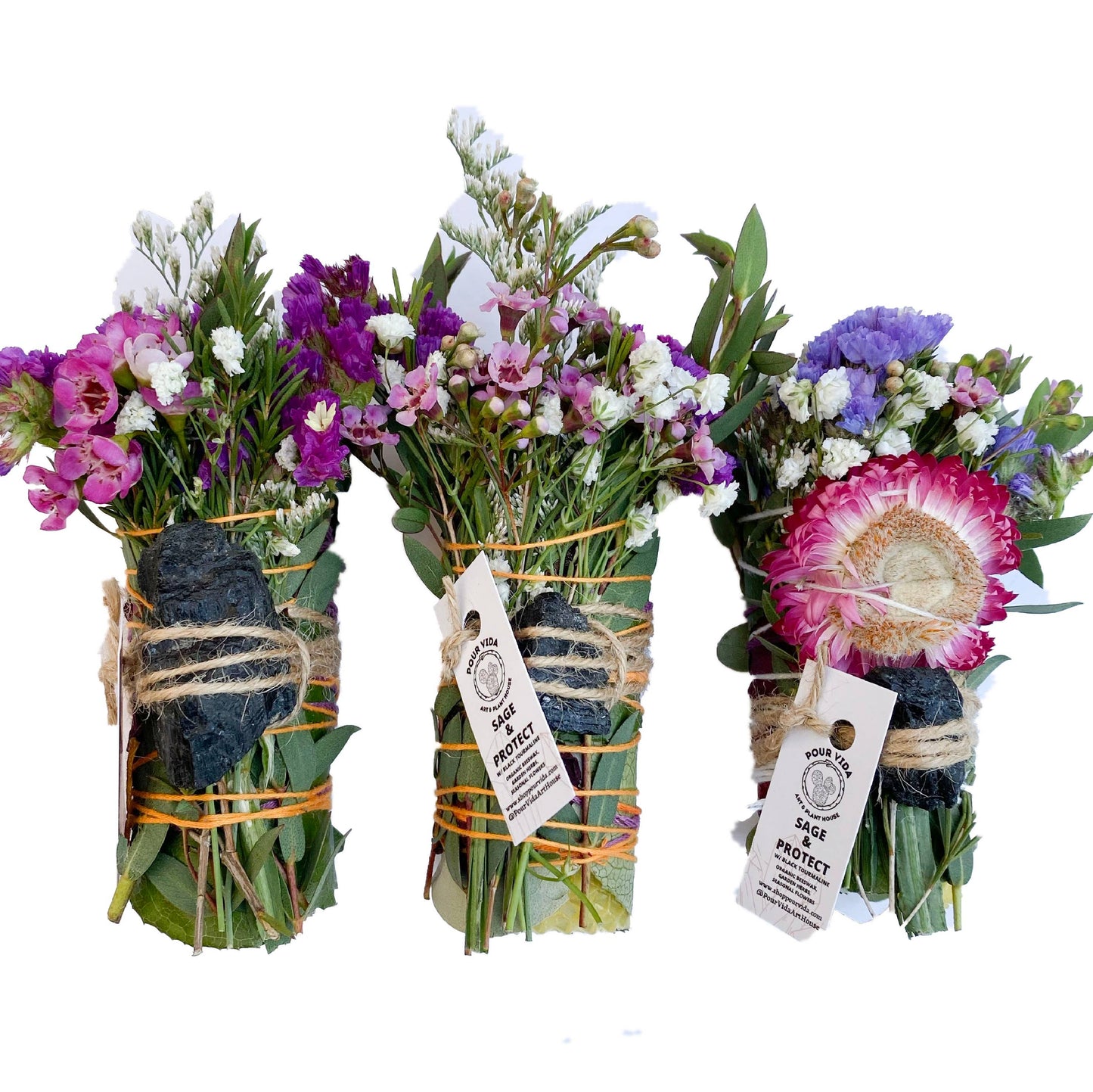 4" Sage Wands w/ Crystals: PEACOCK ORE (CELEBRATE)
