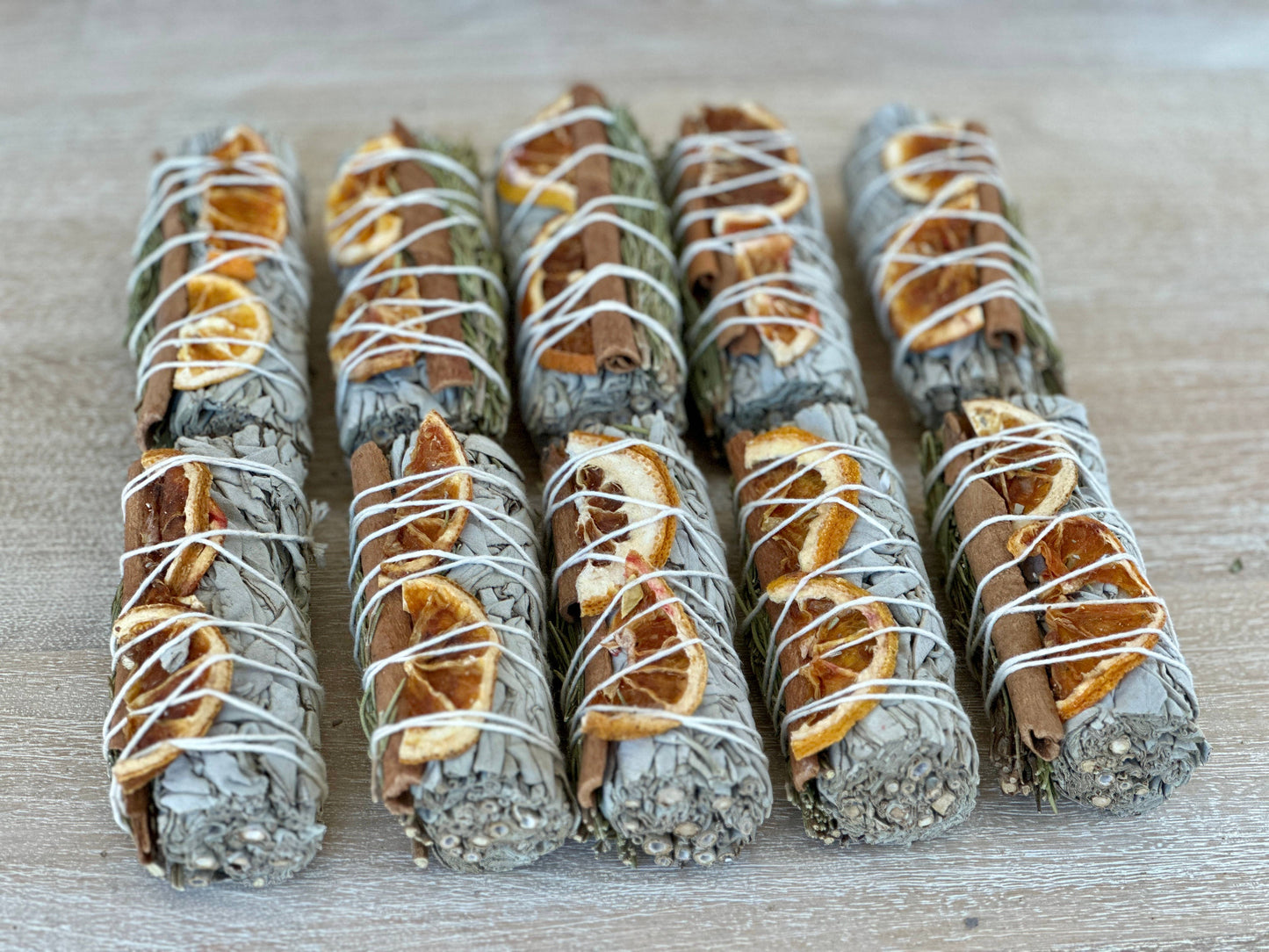 White Sage Sticks w/ Orange Slices, Cinnamon & Rosemary