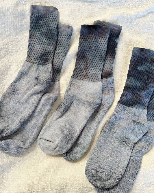 Hand Dyed Organic Cotton Crew Socks in 12 colors: Slate / Small (8-10),