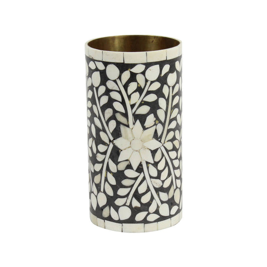 Imperial Beauty Flower Vase in Black & White: 4.5"Diam. x 8.0"H