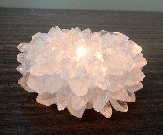 Clear Quartz Crystal Point Candle Holder